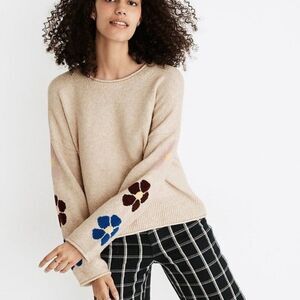 Madewell Floral Sleeve Pullover Coziest Textured Yarn Knit Sweater XXS